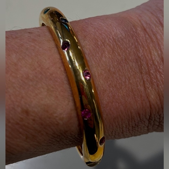 Bloomingdales bought Beautiful Gold Bangle Bracelet with Multi-Colored Stones - Picture 5 of 16